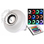 Έξυπνη λάμπα LED E27 με ηχείο και σύνδεση bluetooth που αλλάζει χρώματα και παίζει μουσική.