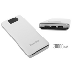 Power bank 5V/30000mAh με 3 θύρες USB και LCD οθόνη - Λευκό