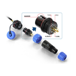 Outdoor power socket & plug - 4 PIN set (pin and input/output)