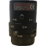 CCTV LENS MegaPixel,IR,Aspheric,Multi-point Zoom,5-15mm,Manual  Iris, F1.4,CS Mount, 1/3"