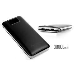 Power bank 5V/30000mAh με 3 θύρες USB και LCD οθόνη - Μαύρο