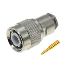 TNC male connector, clamp type, RG58