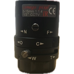 CCTV LENS MegaPixel,IR,Aspheric,Multi-point Zoom,5-15mm,Manual  Iris, F1.4,CS Mount, 1/3"