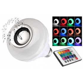 Έξυπνη λάμπα LED E27 με ηχείο και σύνδεση bluetooth που αλλάζει χρώματα και παίζει μουσική.