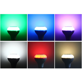 Έξυπνη λάμπα LED E27 με ηχείο και σύνδεση bluetooth που αλλάζει χρώματα και παίζει μουσική.