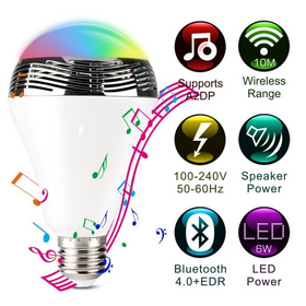 Έξυπνη λάμπα LED E27 με ηχείο και σύνδεση bluetooth που αλλάζει χρώματα και παίζει μουσική (με App για Android & iOS !)