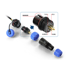 Outdoor power socket & plug - 4 PIN set (pin and input/output)