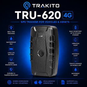 TRAKITO™ TRU-620 Φορητό GPS Tracker με αυτονομία 6 μήνες με Ενσωματωμένη SIM & 1 Χρόνο Συνδρομή